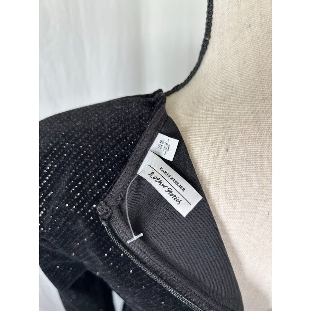 NWOT & Other Stories Cocktail Glitter Sparkle Velour LS Mini Dress Black Size XS - Picture 5 of 16